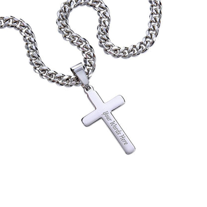 Engrave-able Artisan Cross with Cuban Chain